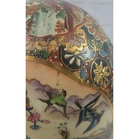 Vintage Asian Satsuma Pracock Porcelain Egg - Picture 5 of 6